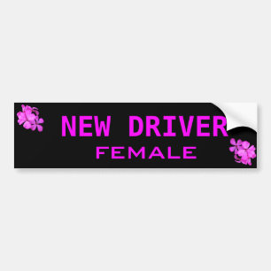 female new driver bumper sticker