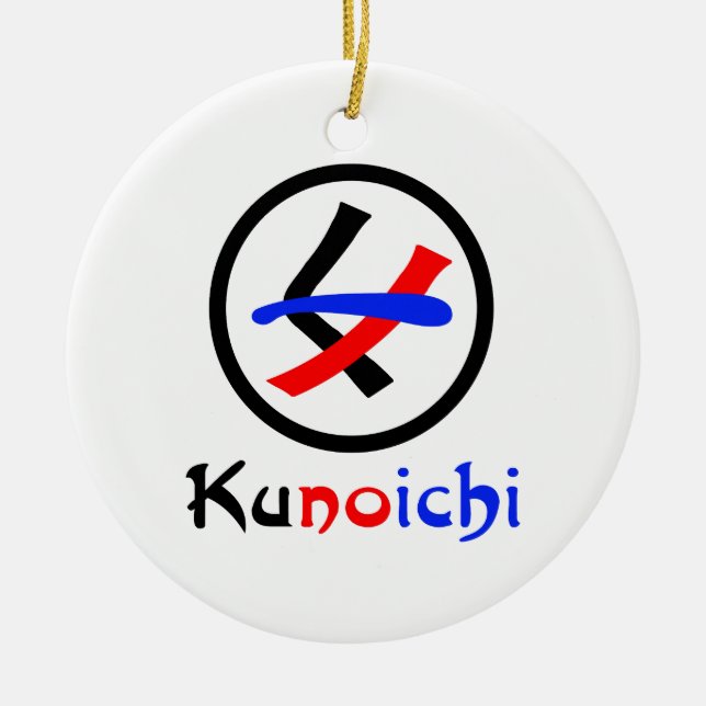 Female Ninja Kunoichi くノ一 Ceramic Tree Decoration (Front)