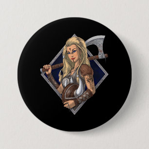 Female Norse Viking Warrior 7.5 Cm Round Badge
