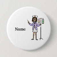 Female Nurse with IV Bags and Syringe Button