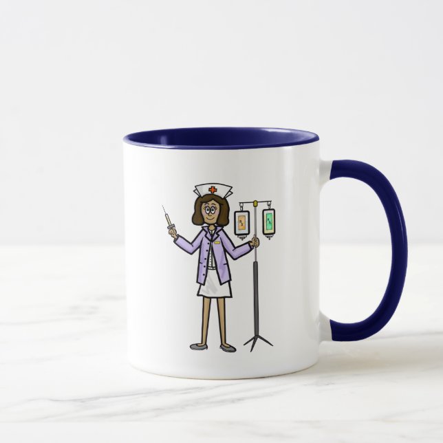 Female Nurse with IV Bags and Syringe Mug (Right)