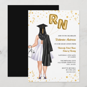 Female Nursing School Graduation Party Invitation