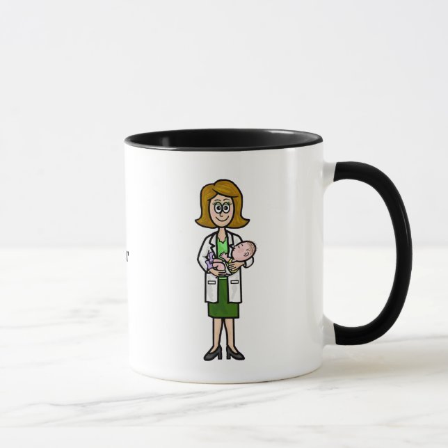 Female Paediatrician Doctor Holding Baby Mug (Right)