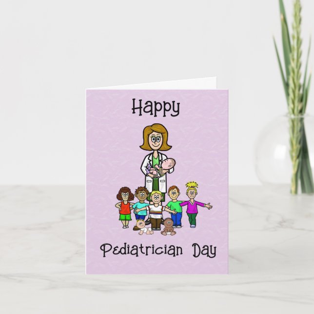 Female Paediatrician with Children Greeting Card (Front)