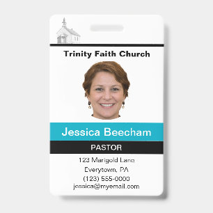Female Pastor Custom Badge ID Badge