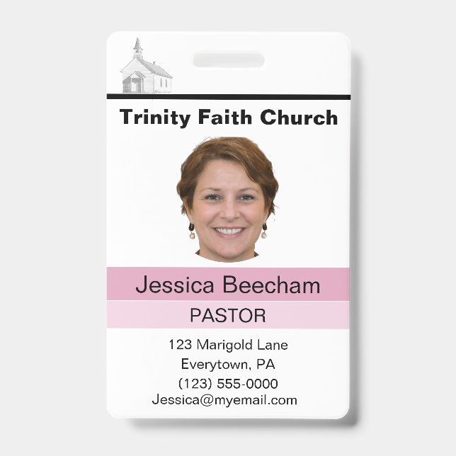 Female Pastor Custom ID Badge (Front)
