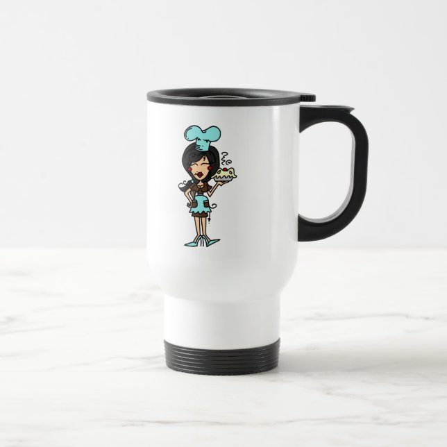 Female Pastry Chef - Black Hair T-shirts and Gifts Travel Mug (Right)