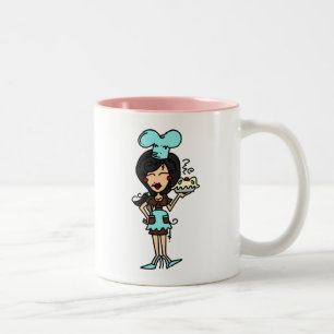 Female Pastry Chef - Black Hair T-shirts and Gifts Two-Tone Coffee Mug