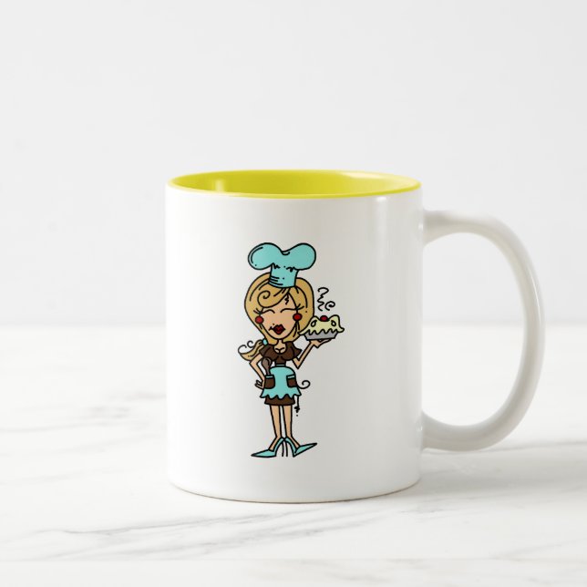 Female Pastry Chef - Blonde T-shirts and Gifts Two-Tone Coffee Mug (Right)