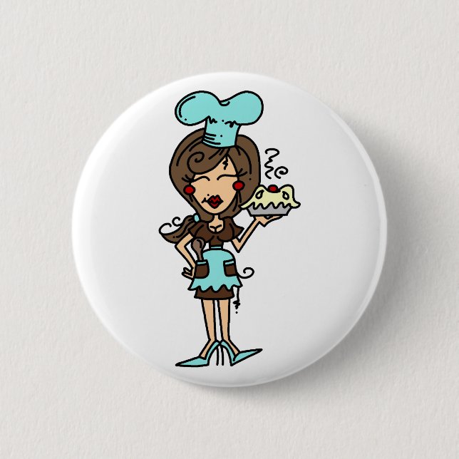 Female Pastry Chef - Brunette T-shirts and Gifts 6 Cm Round Badge (Front)