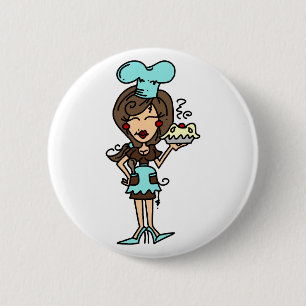 Female Pastry Chef - Brunette T-shirts and Gifts 6 Cm Round Badge