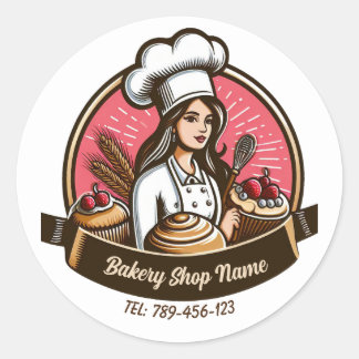 Female Pastry Chef Sticker - Bakery Shop