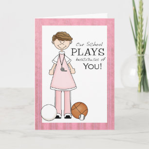 Female PE Teacher Thank You Card