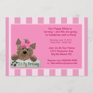 Female Pet  Birthday  Party Invitation