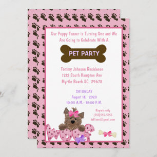 Female Pet Birthday Party Invitation