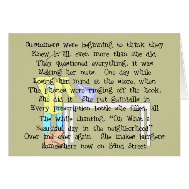 Female Pharmacist Story ARt Gifts--Hilarious (Front Horizontal)