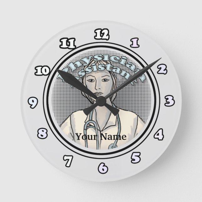 Female Physician Assistant Round Clock (Front)