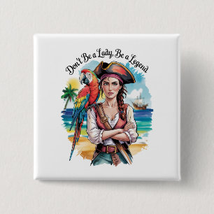 Female Pirate Buccaneer Beauty On Deck 15 Cm Square Badge