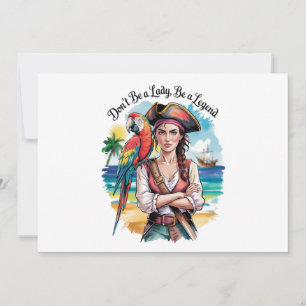 Female Pirate Buccaneer Beauty On Deck Invitation