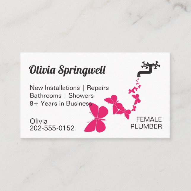 Female Plumber Business Card (Front)