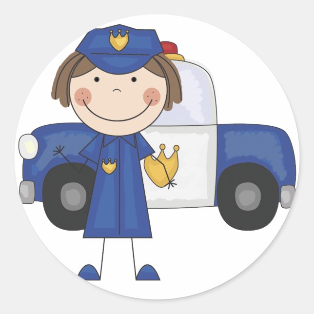 Female Police Officer Tshirts and Gifts Classic Round Sticker (Front)