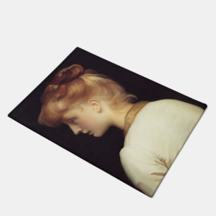 Female Portrait From Behind (by Frederic Leighton) Doormat
