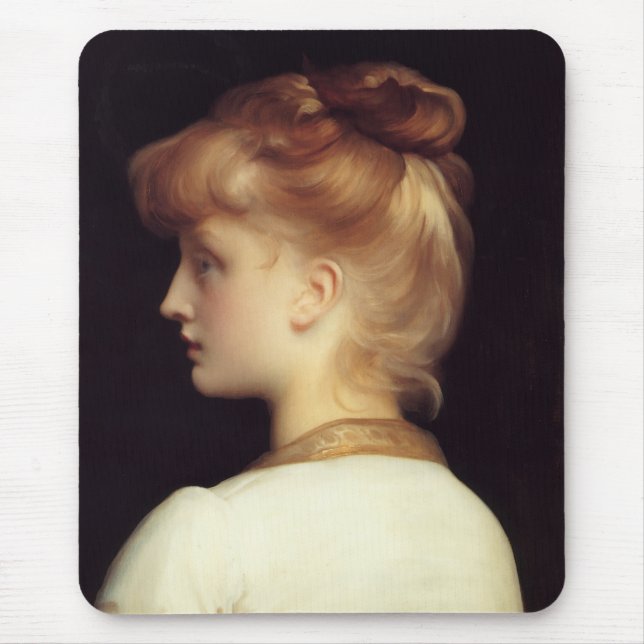 Female Portrait From Behind (by Frederic Leighton) Mouse Mat (Front)