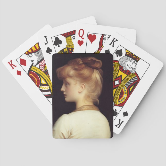 Female Portrait From Behind (by Frederic Leighton) Playing Cards (Back)