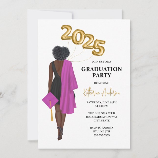 Female Portrait Graduation Party Invitation (Front)