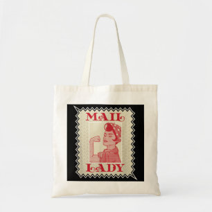 Female Postal Worker Mail Lady Stamp Tote Bag