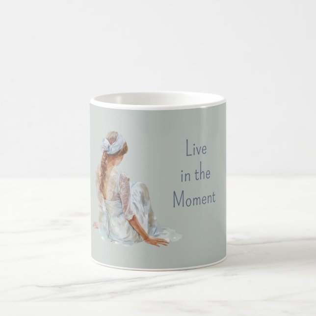 Female Pretty Light Blue Dress Coffee Mug (Center)