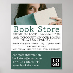 Female Reader, Book Store Advertising Poster