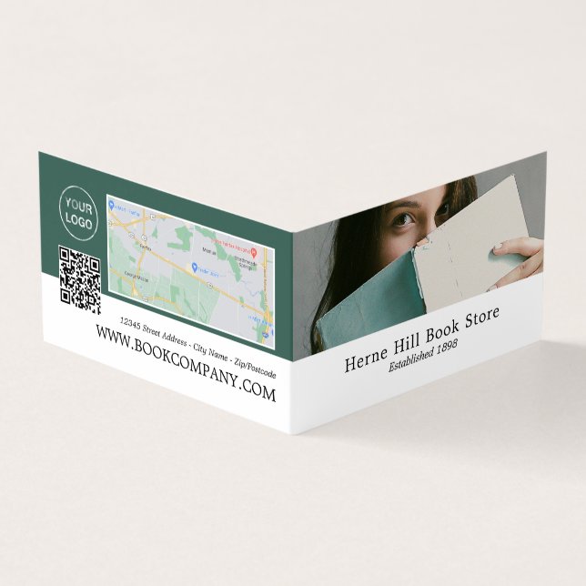 Female Reader, Book Store Detailed Loyalty Business Card (Outside)