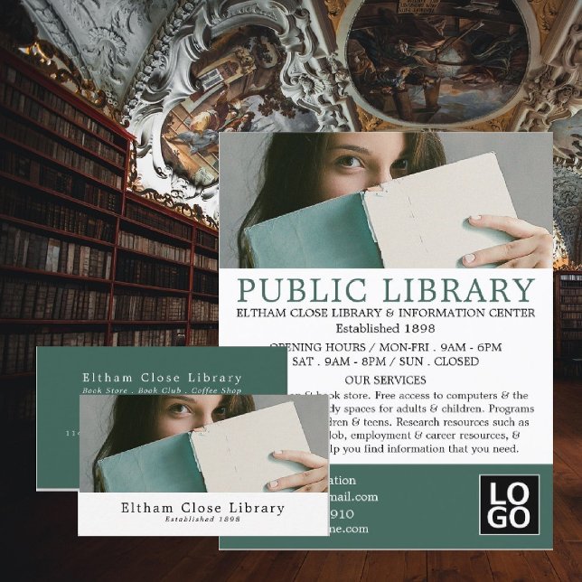 Female Reader, Librarian, Library Business Card (Creator Uploaded)