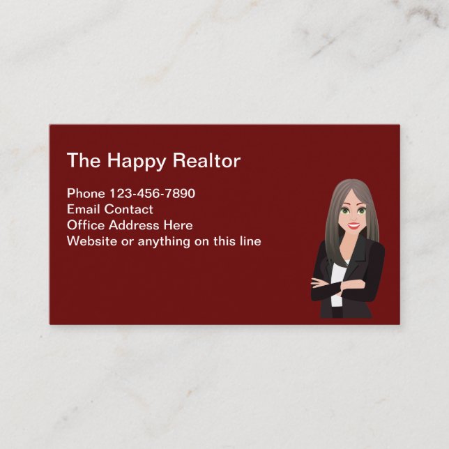 Female Real Estate Agent Photo Template Business Card (Front)