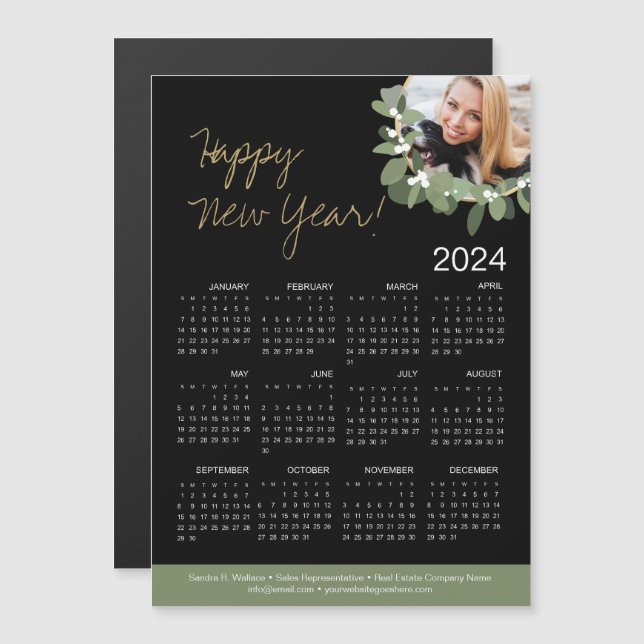 Female Realtor Photo 2024 Calendar Happy New Year  (Front/Back)