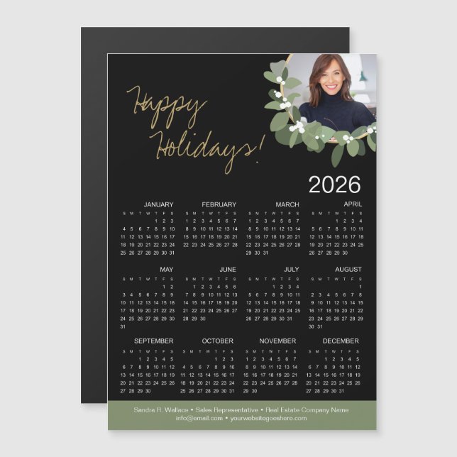 Female Realtor Photo 2026 Calendar Happy Holidays  (Front/Back)