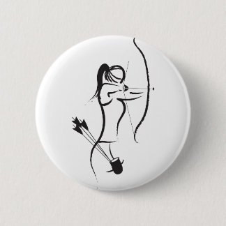 Female Recurve Archer 6 Cm Round Badge