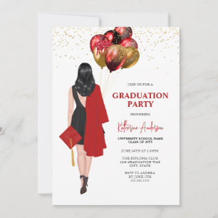 Female Red Graduation Party Invitation