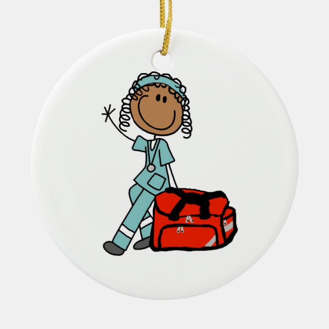 Female Respiratory Therapist or EMT Ceramic Tree Decoration (Front)