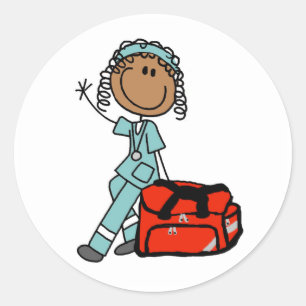 Female Respiratory Therapist or EMT Classic Round Sticker