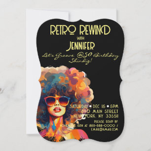 Female Retro Rewind 50th Birthday Shindig Party Invitation