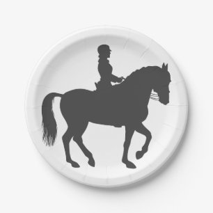 female riding horse  - Choose background color Paper Plate