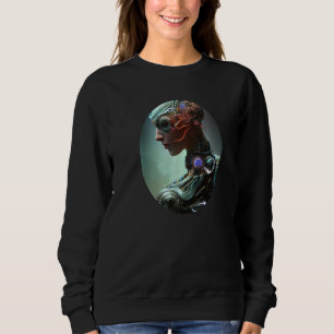 Female Robot Sci Fi Cyborg Unique Futuristic Digit Sweatshirt