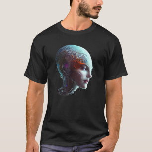 Female Robot Sci Fi Cyborg Unique Futuristic Digit T-Shirt