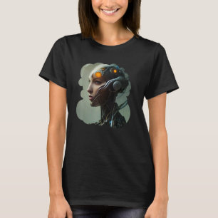 Female Robot Sci Fi Cyborg Unique Futuristic Digit T-Shirt