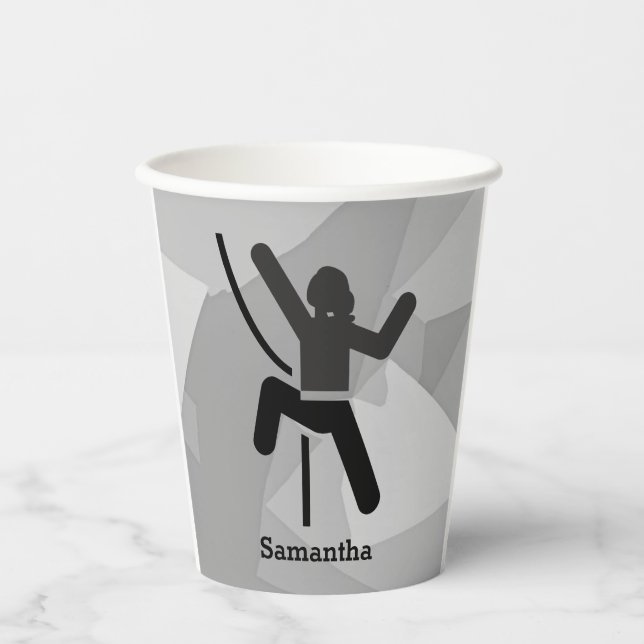 Female Rock Climber Design Paper Cups (Front)