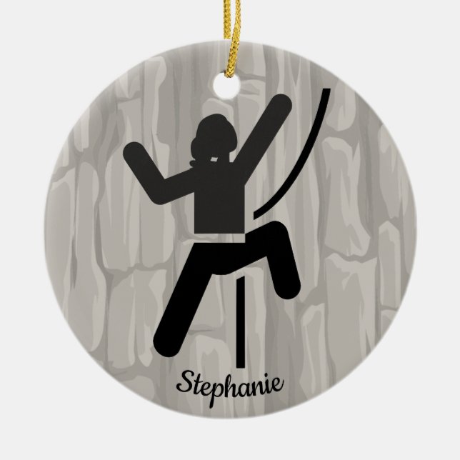 Female Rock Climber Ornament (Front)