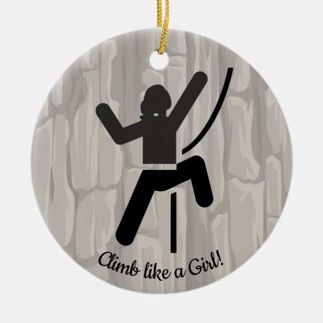 Female Rock Climber Ornament (Front)