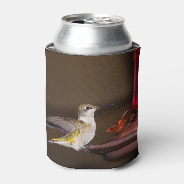 Female Ruby-throated Hummingbird Can Cooler (Can Front)
